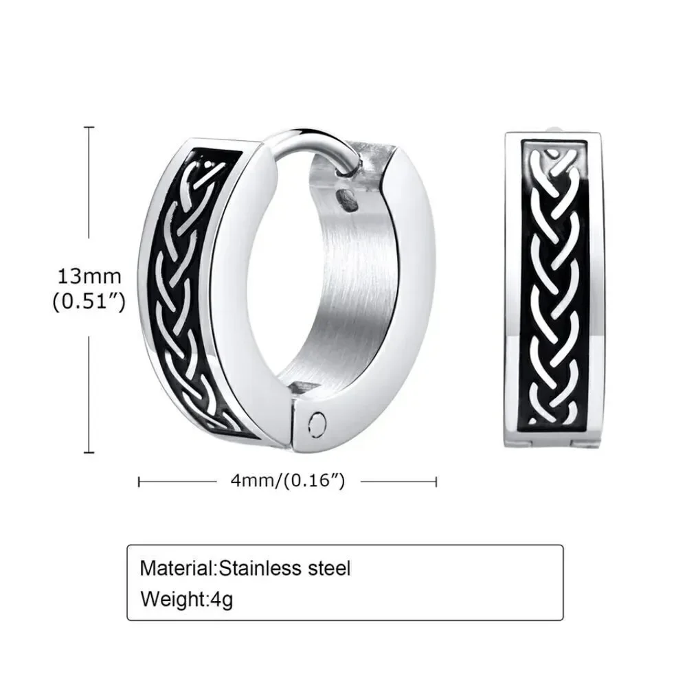 Viking Braid Stainless Hoop Earrings